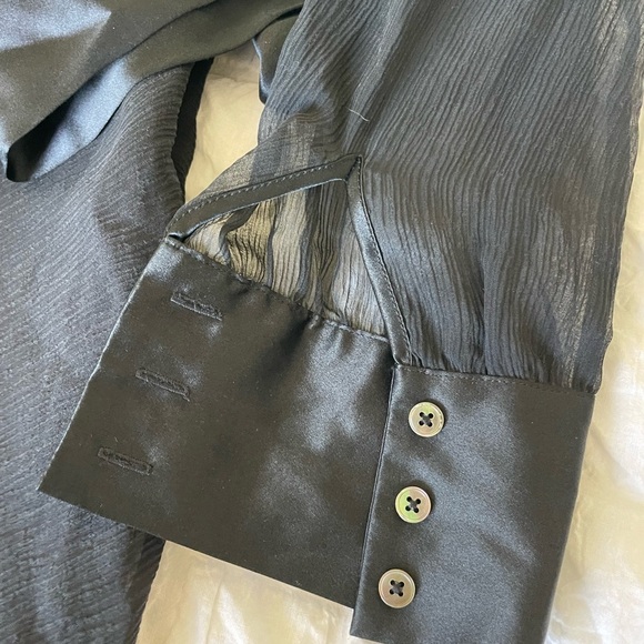 Banana Republic black silk waist tie mini dress - Picture 2 of 7